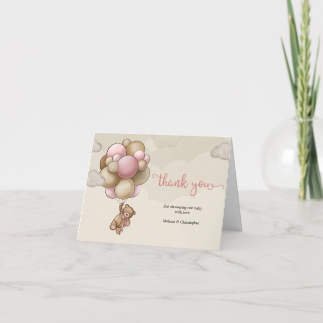 Globos beige rosado beige oso de agradecimiento (Anverso)