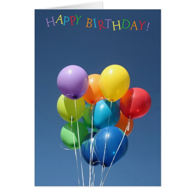 Globos coloreados con tarjeta de cumpleaños (Frente)