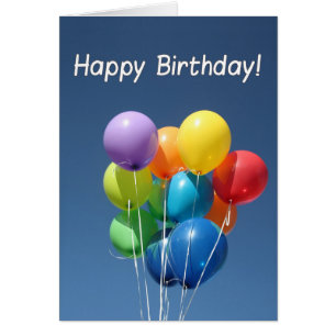 Globos coloreados de cumpleaños felices en un ciel