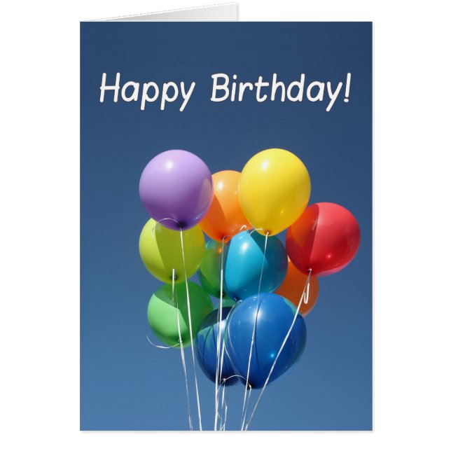 Globos coloreados de cumpleaños felices en un ciel (Frente)