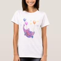 Globos coloridos de camisetas voladoras de elefant
