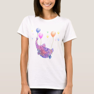 Globos coloridos de camisetas voladoras de elefant