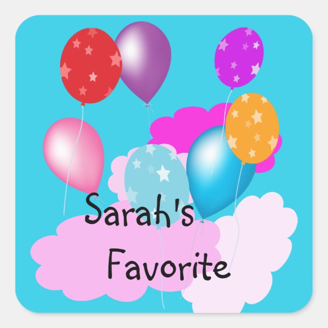 globos coloridos y nubes pegatinas personales (Anverso)