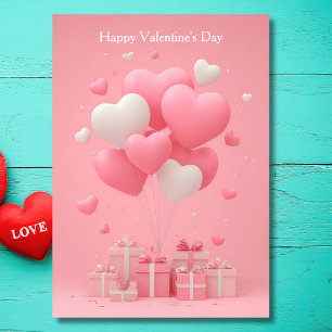 Globos con forma de corazón rosado Tarjeta del Día