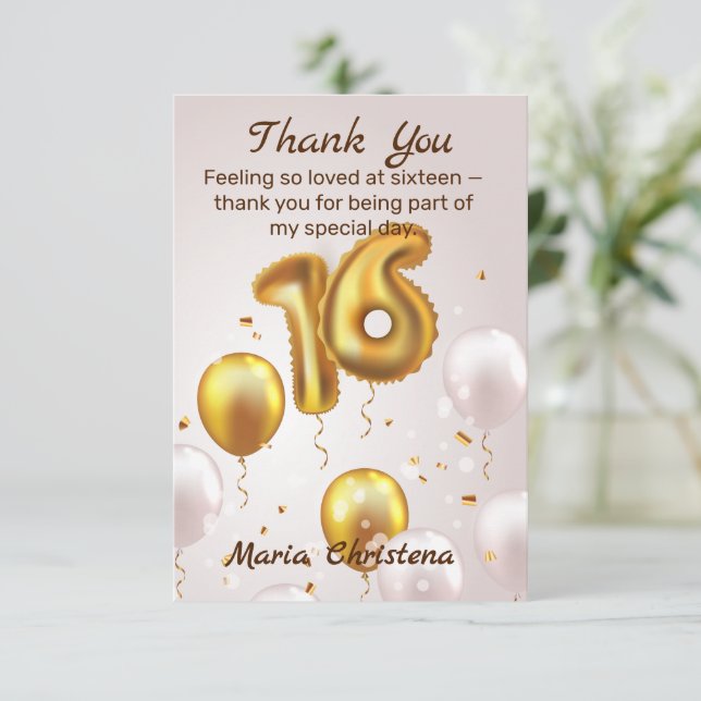 Globos de agradecimiento por cumpleaños número 16  (Anverso de pie)
