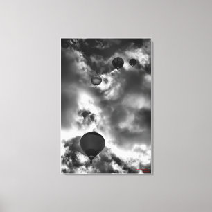 Globos de aire caliente, arte fino en blanco y neg