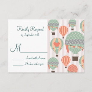 Globos de aire caliente con tarjetas RSVP de casam