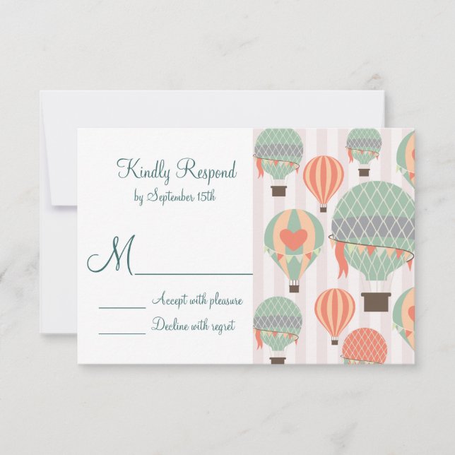 Globos de aire caliente con tarjetas RSVP de casam (Anverso)