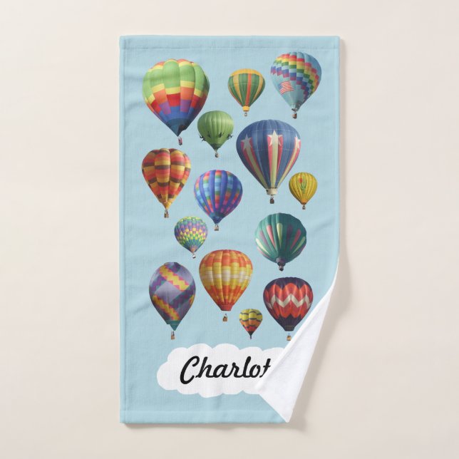 Globos de aire caliente con toalla de mano azul cl (Toalla de mano)