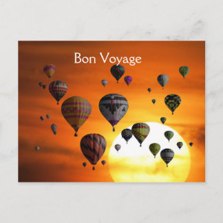 Globos de aire caliente en postal de vuelo