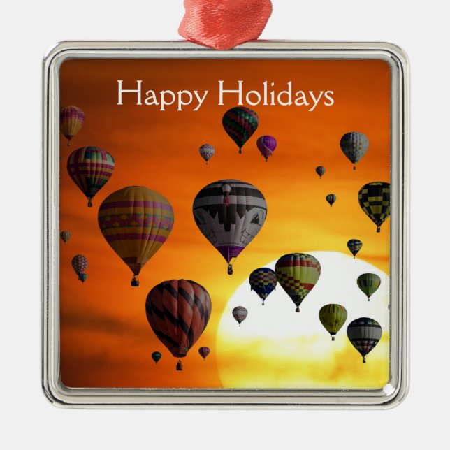 Globos de aire caliente en vuelo adorno metalizado (Frente)