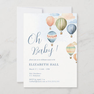 Globos de aire caliente Invitación a Baby Boy Baby