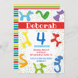 Globos de animales Invitación a cumplir 4 años