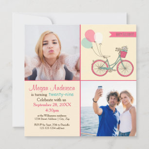 Globos de bicicleta 2 fotos - Invitación de cumple