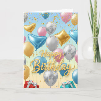 Globos de Celebración Flotantes – Tarjeta de Feliz
