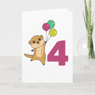Globos de cuarto cumpleaños de suricata Tarjeta pa