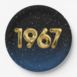 Globos de Cumpleaños 1967 En Platos de Papel con E