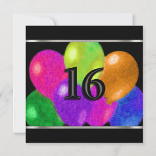 Globos de cumpleaños cuadrados de invitación 16