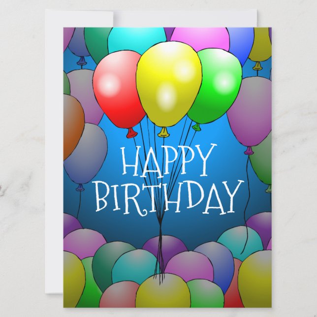 Globos de cumpleaños felices en muchos colores (Anverso)