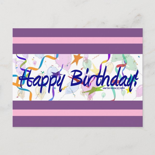 Globos de Cumpleaños II | Tarjeta Postal Blue Beac (Anverso)