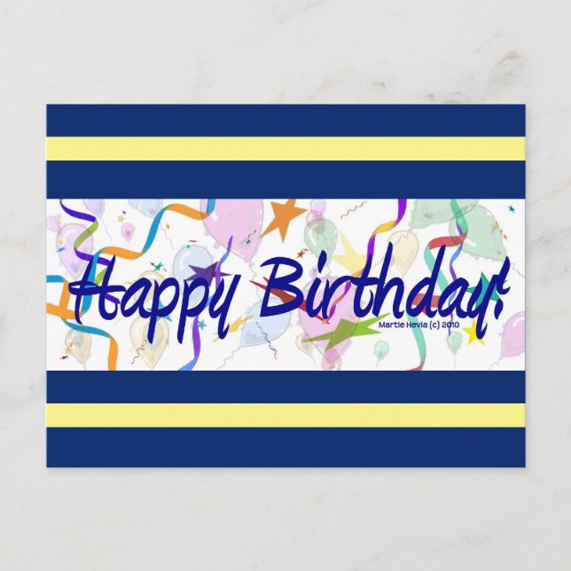 Globos de Cumpleaños III | Tarjeta Postal Blue Bea (Anverso)