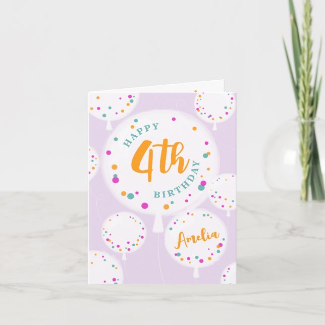 Globos de cumpleaños lilac tarjeta de cumpleaños p (Anverso)