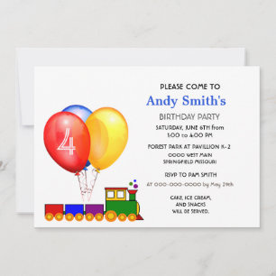Globos de Cumpleaños número 4 Invitación a una Fie