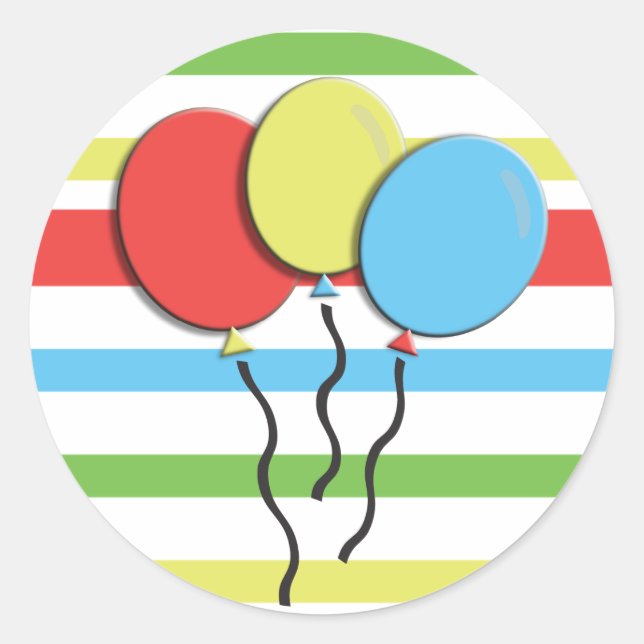 Globos de Cumpleaños - Pegatinas de Rayas Colorida (Anverso)