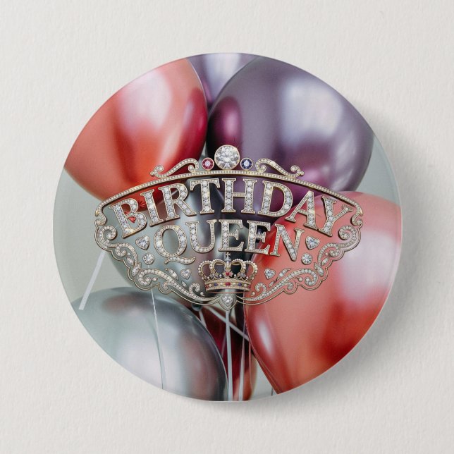 Globos de Cumpleaños Reina Botón (Anverso)