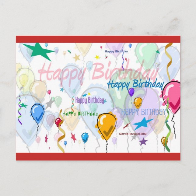 Globos de Cumpleaños | Tarjeta Postal Blue Beach S (Anverso)