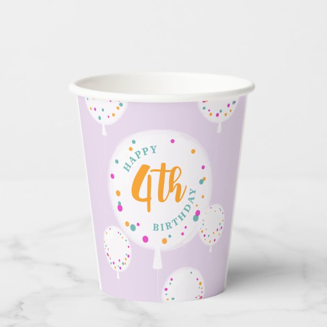 Globos de cumpleaños vasos de papel personalizable (Anverso)