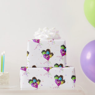 Globos de cumpleaños y papel de envolvimiento de c