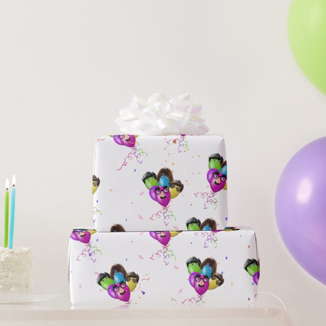 Globos de cumpleaños y papel de envolvimiento de c (Regalos de fiesta)