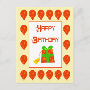 Globos de cumpleaños y postal de regalo