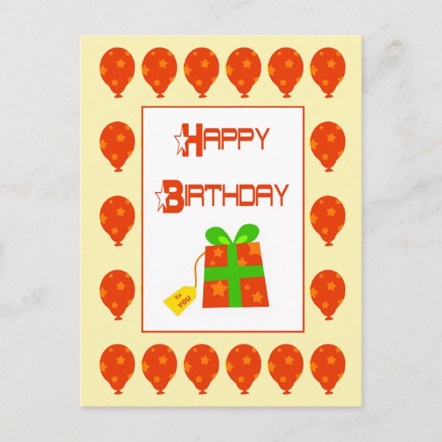 Globos de cumpleaños y postal de regalo (Anverso)