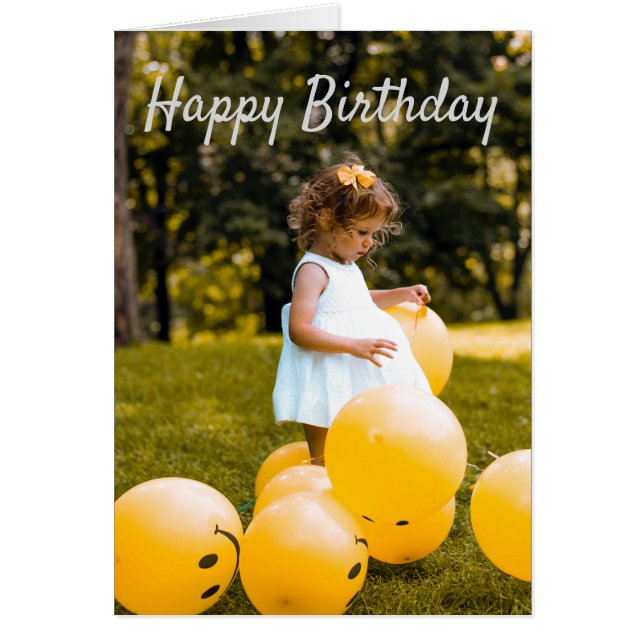 Globos de emoji, cumpleaños del sol amarillo (Frente)