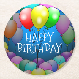 Globos de Feliz Cumpleaños Posavasos de Papel Redo