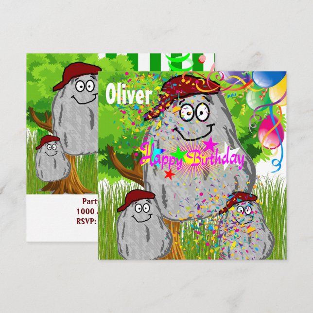 Globos de invitación a la carta de rock de cumplea (Anverso / Reverso)