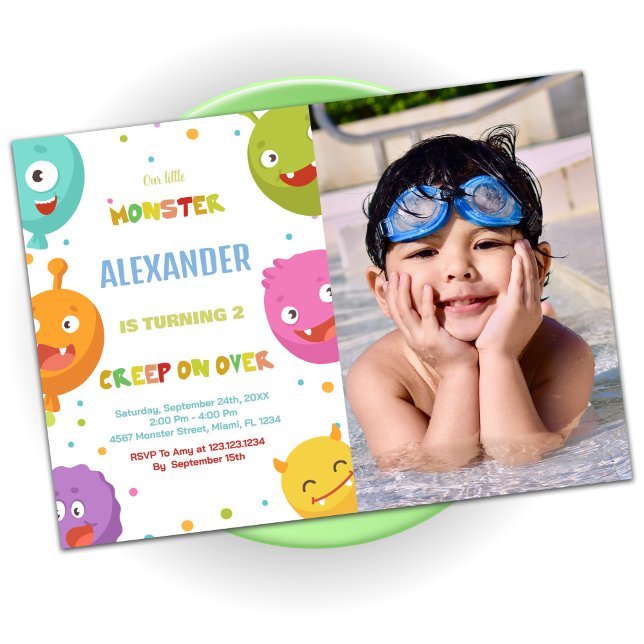 Globos de invitaciones a cumpleaños con foto (Monster Birthday Invitations Balloons with photo)