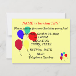 Globos de Invitaciones para Fiesta de Cumpleaños A
