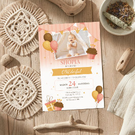 Globos de Oro Rosado Invitación a la foto de prime