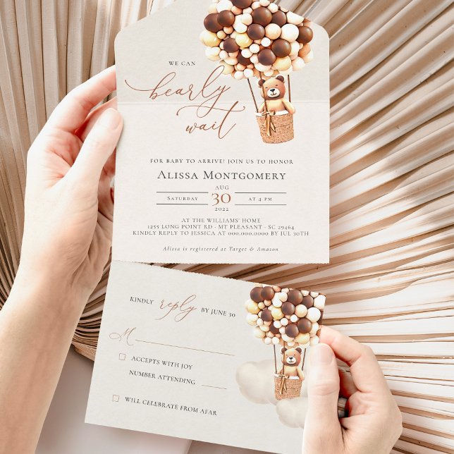 Globos De Oso Baby Shower Todo En Una Invitación (Subido por el creador)