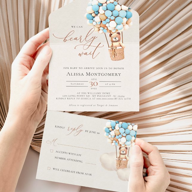 Globos De Oso Baby Shower Todo En Una Invitación (Subido por el creador)