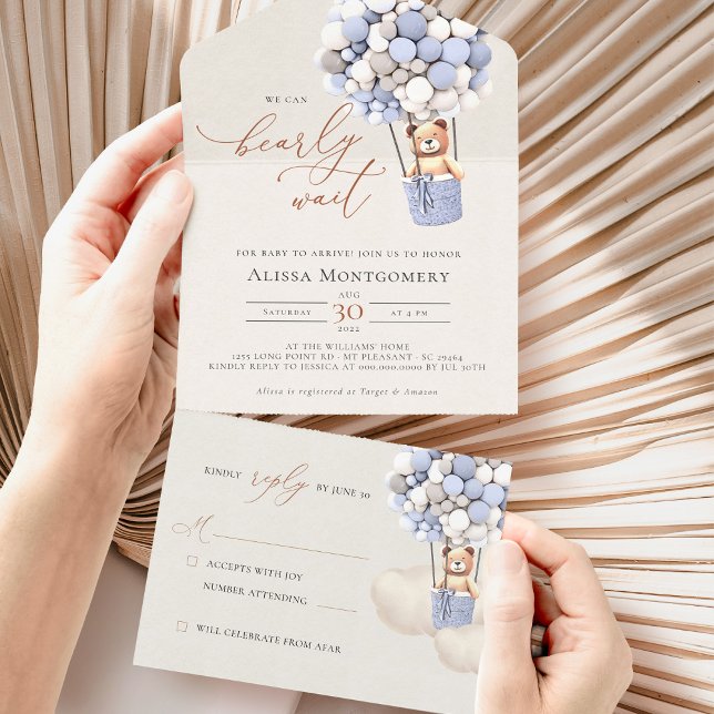 Globos De Oso Baby Shower Todo En Una Invitación (Subido por el creador)
