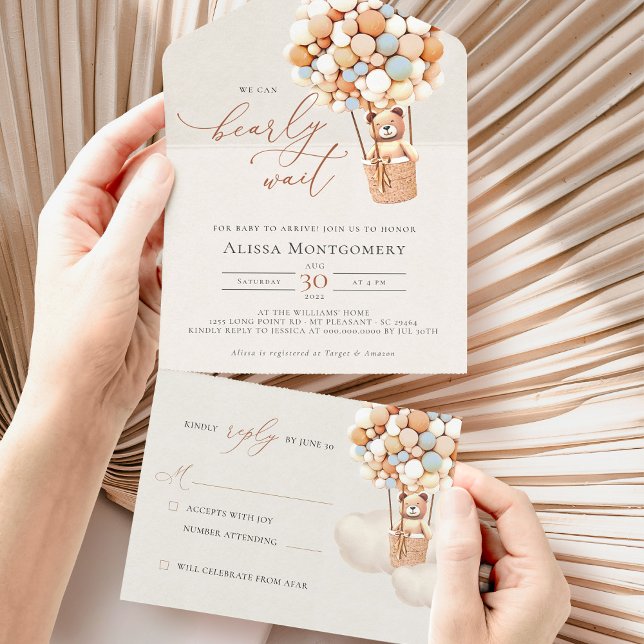 Globos De Oso Baby Shower Todo En Una Invitación (Subido por el creador)