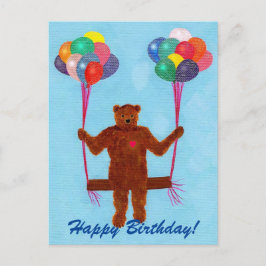 Globos de Oso de Teddy Swing Happy Birday Postales