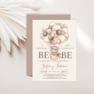 Globos de oso Invitación al español de Baby Shower