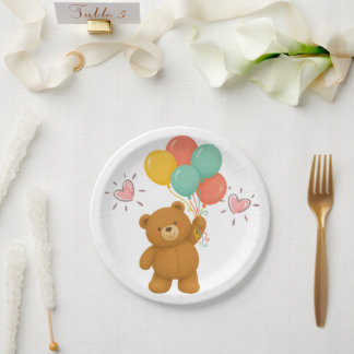 Globos de oso lindo Platos de papel