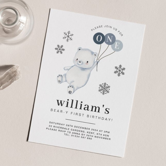 Globos de oso polar Invitación de cumpleaños 1 (Subido por el creador)