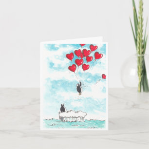 Globos de Pingüino con tarjeta de amor